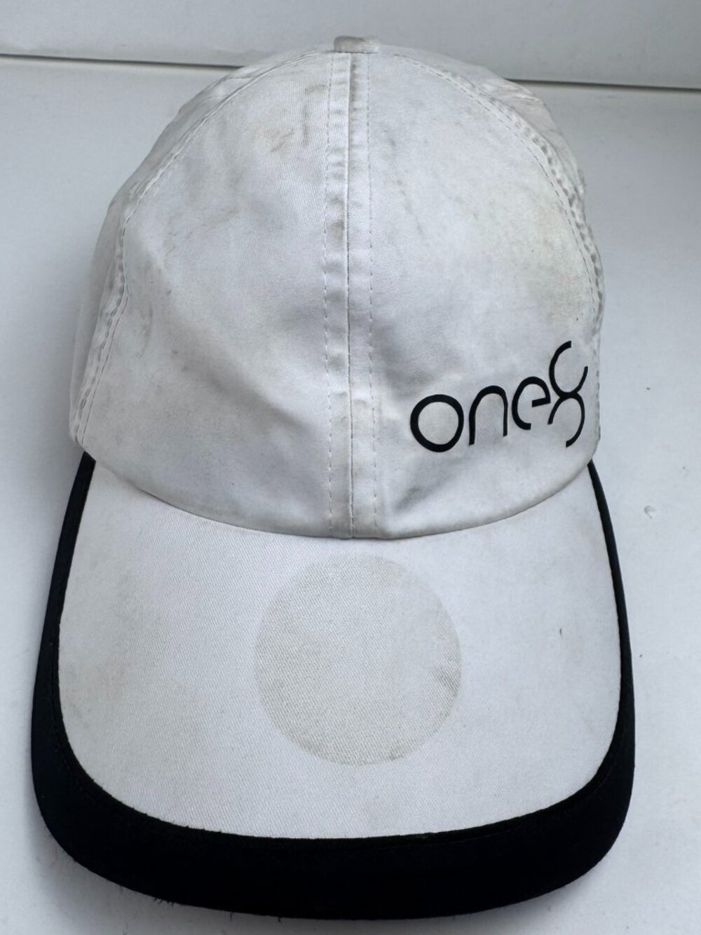 Puma One8 Virat Kohli Strapback Hat Cap White Black 022930-02 AS IS Stains Flaws